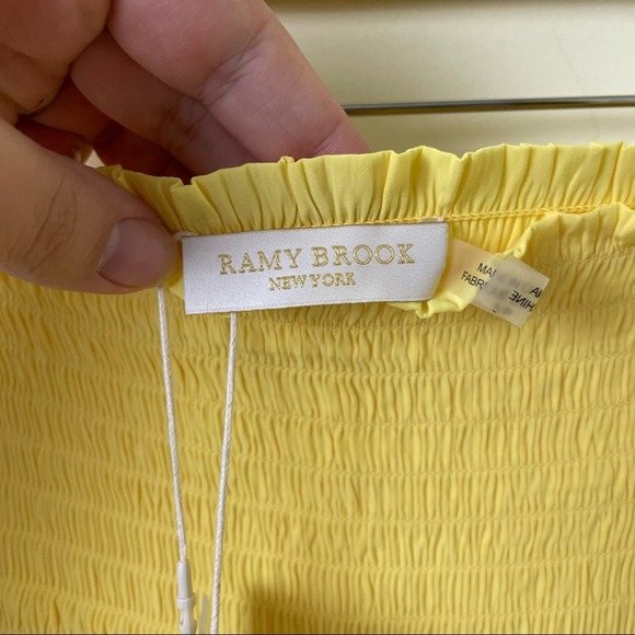 NWT Ramy Brook Alison Smocked-Waist Tiered Mini Skirt Yellow Size Small - Picture 11 of 14